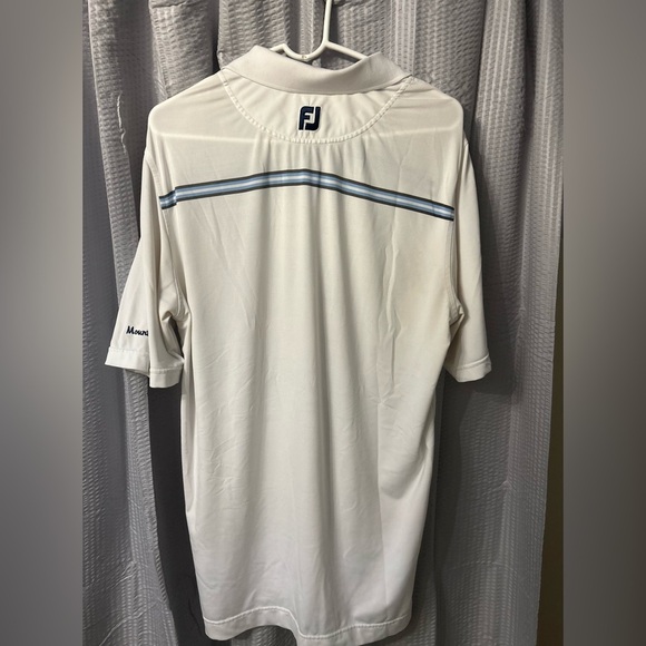 FootJoy Men's White Polo with Blue Stripes - Picture 5 of 5
